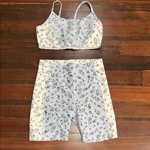 Floral Sports Bra and Shorts Set